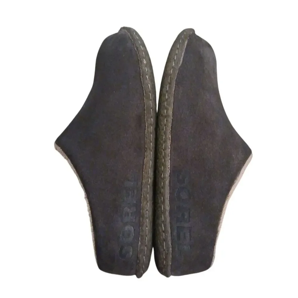 Sorel Kids Lanner 40135 Gray Brown Faux Fur Round‎ Toe Slip On Slippers US Sz 4